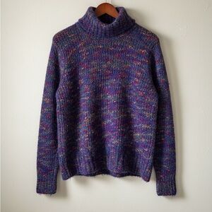 VTG Mohair CHU Multicolor Blend Fuzzy Knit Sweater S Purple Pink Boho Grunge